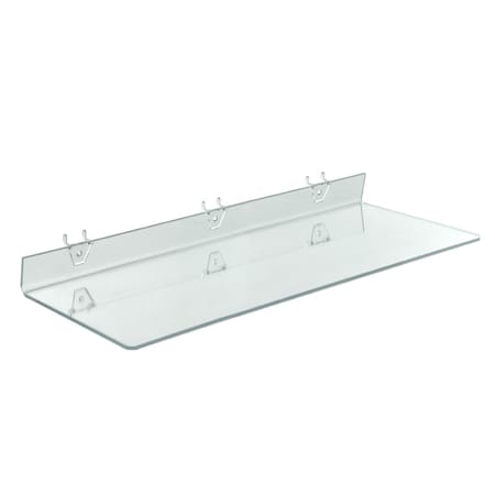 Azar Displays 24"W x 8"D Clear Acrylic Shelf for Pegboard and Slatwall, PK4 556008